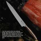 NAGOMI] 8.5 inch Premium Slicing Knife, Stainless Steel HRC58 Carving Knife for Slicing Roasts, Meats, Sashimi, Fruits and Vegetables | Black Stylish Gift Box
