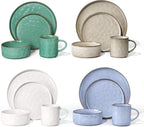 HaWare Dinnerware Sets, 16-Piece Stoneware Plates and Bowls Set, Elegant Ceramic Dish Set for 4, Chip and Scratch Resistant, Microwave and Dishwasher Safe, Multicolor