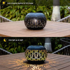 Solar Table Lanterns Outdoor Waterproof - LED Lamp Black Peacock Feather Metal Tabletop Light Solar Powered Decorative Lantern for Indoor Desk Bedroom Patio Garden Pathway Yard (1 Pack)