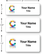Custom Name Tags - Full Color Logo Name Tags - Scratch Resistant Metal Front & Hard Plastic Back (1x3 Inch, Gold)