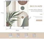 Glawry Boho Shower Curtain Extra Long Mid Century Abstract Plant Palm Leaves Modern Arch Bathroom Minimalist Geometric Aesthetic 72Wx84L Inches Bath Accessories Art Home Decor Fabric 12 Pack Hooks