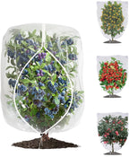 4 Pack Fruit Tree Netting with Zipper & Drawstring, 2.6 x 3.2 Ft Reusable Blueberry Bush Netting Cover, Durable Bird Netting for Vegetables, Trees, Bushes in Garden