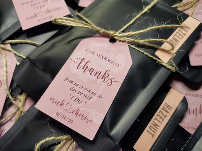 Personalized Gift Tags, Thank You Tags for Wedding Birthday Business Party Favors, Custom Hang Tags with Your Text and String, 2 X 3.75 Inch (Wreath Pattern 10)