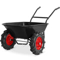 Best Choice Products Dual-Wheel Wheelbarrow Garden Cart - 500 lb Capacity, Extra-Large Wheels, Built-in Stand, for Yard, Garden & Landscaping - Black
