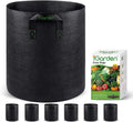 Grow Bags Tall, 5 Gallon Grow Pots 6 Pack with Handles, Heavy Duty 280G Thickened Nonwoven Fabric Plant Bag for Vegetables, Black