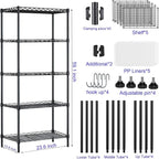 5 Tier Shelves Storage, Wire Shelf Unit, Standing Adjustable Metal Shelves Organizer, Storage Racks for Restaurant Garage Pantry Kitchen Garage23.6" x 13.8" x 59"