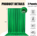10ft x 10ft Grass Green Backdrop Curtains for Parties, Fabric Satin Background Curtain with Rod Pockets for Weddings, Birthday, Baby Shower, Photography, Graduation Party Backdrop Drapes, 2 Panels