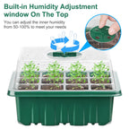 DJGINRO 12 Pack Seed Starter Tray Seed Starter Kit (144 Cells Total Tray) with Humidity Adjustable Dome, for Seeds Growing Starting Plant Germination Trays, Mini Green House Germination Trays.