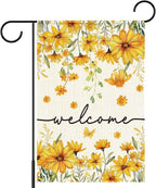 Welcome Flags for Outside,Spring Yellow Daisy Garden Flag for Yard Patio Lawn Decoration,12x18 Inch Double Sided