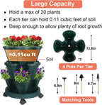 Vertical Planter 3 Tier Stackable Planters Garden Planters Strawberry Herb Flower and Vegetable Planter Indoor Outdoor Gardening Pots with Removable Wheels and Tools 2-Pack