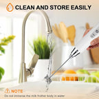 YUSWKO White Handheld Milk Frother Wand for Coffee, Rechargeable Electric Whisk with 3 Heads 3 Speeds Drink Mixer Coffee Frother For Latte, Cappuccino, Hot Chocolate, Egg