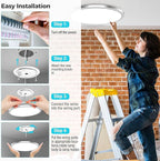 zemty 2Pack LED Ceiling Light Fixture, 6.5-Inch 12W 1200lm Small Flush Mount Light, Adjustable 3000K 4000K 6500K Color Temperatures, Round Flat Recessed Lamp for Kitchen Closet Hallway Laundry, Nickel