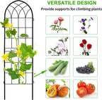 LZRS 4 Pack 71x20in Rustic Iron Arch Decoration Garden Trellis with Black Metal Coating – Perfect for Supporting Climbing Plants Outdoor, Roses, Vines, Flowers, and Vegetables.