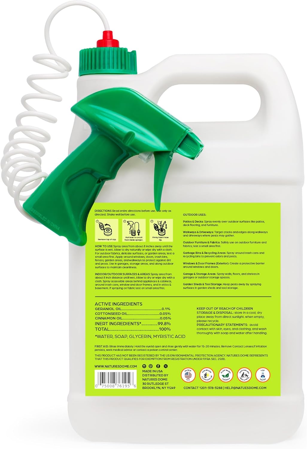 Nature's Dome Eco-Friendly Pest Control Spray – Ant, Roach, Spider, Fly, Flea and Insect Control with Natural Essential Oils – Fast-Acting, Child & Pet Safe for Indoor & Outdoor (1 Gallon)