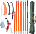 27FT Manual Pole Saw, Tree Branch Trimmer with 8-Section Fiberglass Handle, Sharp Steel Blade and Scissors, Lightweight Extendable Design for High Branch Trimming,Orange