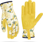 Womens Gardening Weeding Working Gloves, Leather Garden Glove for Women Thorn Proof No Stab for Digging, Planting,Pruning