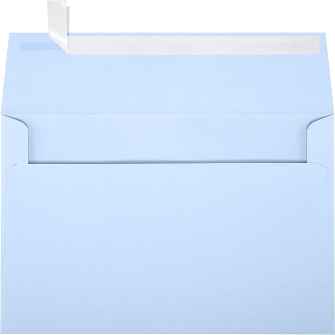 LUXPaper A9 Invitation Envelopes | Peel & Press | 5 3/4" x 8 3/4" | Baby Blue | 80lb. Text | 50 Qty