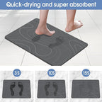 Stone Bath Mat Diatomaceous Earth Shower Mat Non-Slip Super Absorbent Diatomite Stone Bath Mats for Bathroom Floor Quick Drying Natural Easy to Clean(23.6''×15.4" Gray)