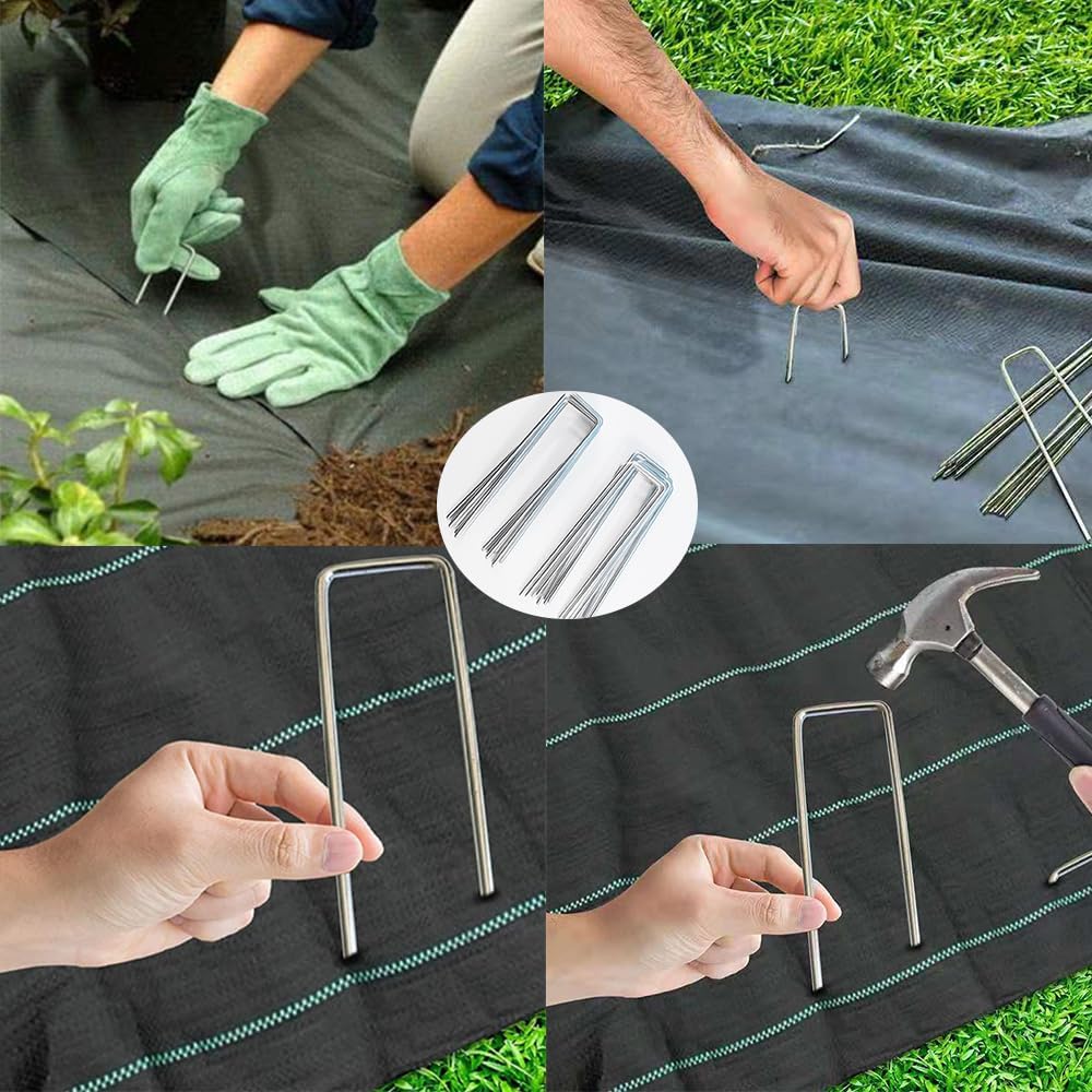 8 Gauge Ground Staples 4 Inch Landscape Staples 30Pack Metal Lawn Ground Barrier Cover Wire Heavy Duty U Stakes Pins