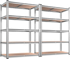 REIBII 2020LBS Garage Shelving Heavy Duty Metal Shelving 5 Tier Storage Shelves, Garage Shelves for Warehouse Basement, Easy Assembly, 72" H x 35.55" W x 16" D, Galvanized, 2 Pack