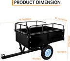 Utility Trailer, Steel ATV Trailer, Heavy Duty Lawn Mower Trailers, 750 Lbs 15 Cu.Ft. with Removable Sides, Pneumatic Tires and Quick Dump Pull Back, Dump Trailers for Gardens, Tractors, and Farms