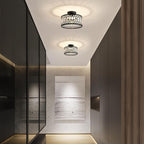 Crystal Black Ceiling Light, Modern Semi Flush Mount Ceiling Lighting Fixture, Round Hallway Lighting Fixtures for Kitchen Entryway Bedroom Laundry Room, 1-Light, 11.4 Inch