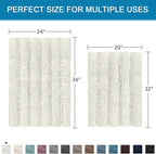 H.VERSAILTEX 2 Piece Bathroom Set - Super Absorbent Chenille Striped Bath Mats, Non Skid, Machine Washable (Cream, 24 x 36 Plus 20 x 32 - Inches)