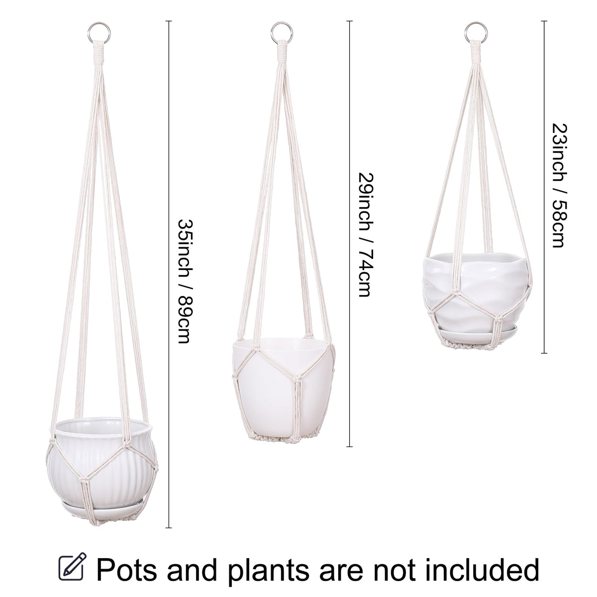 YIBOT 3 Pack Macrame Plant Hanger Indoor Hanging Planter for Plants Holder
