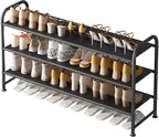 Shoe Rack 3 Tier Long Storage Organizer Wide Metal Shoe Shelf for Closet Entryway Black