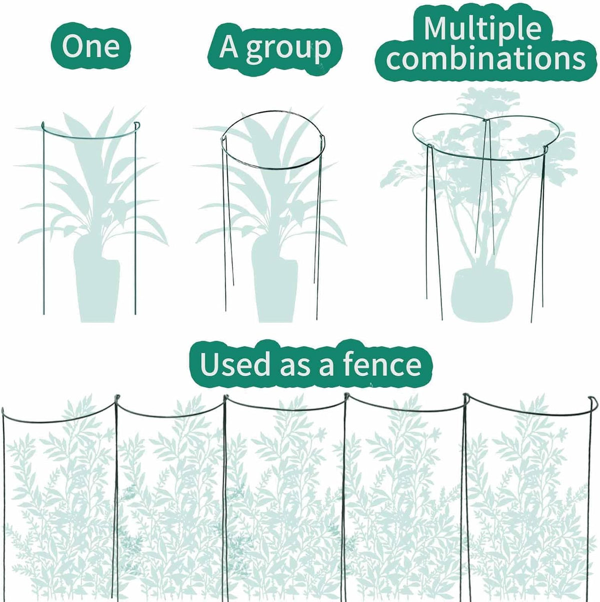 TCBWFY 14" Dx32 H Plant Supports Stakes for Large Heavy Plants,10Pack Peony Supports,Heavy Duty 5mm Wire Peony Cages,Interlock Garden Supports Ring Border Support,Plant Support Cage for Rose Flower