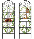 VOXOR Metal Trellis for Climbing Plants Outdoor, 60 * 19.7 Inch Tall Garden Trellis with Black Rustproof Coating, Decorative Rose Trellis for Climbing Roses, Vines, and Flowers, 2 Pack