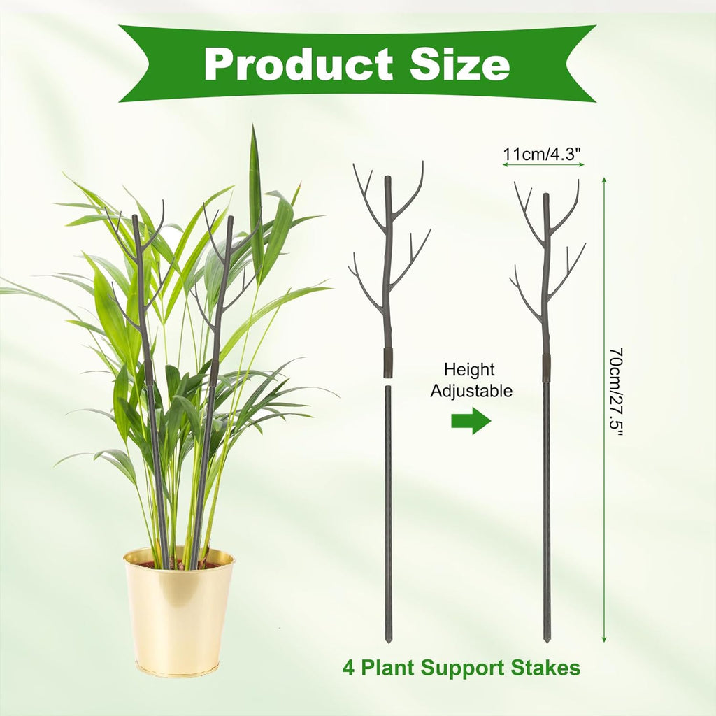 uxcell 4 Pcs Plant Support Stakes, 27.5" Twig Plant Stem Support Structures Garden Branches Plants Supports for House Potted Monstera Plants, Brown