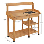 Yaheetech Potting Bench with Sink & Drawer, Outdoor Gardening Table, Wood