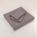 JIYUAN 100% Washed Cotton Duvet Cover Set 3 Pieces King, 1 Duvet Cover 104x90 Inches(Comforter Not Included) and 2 Pillowcases,Linen Feel Bedding Set Comfy and Breathable, Heathered Mauve Brown