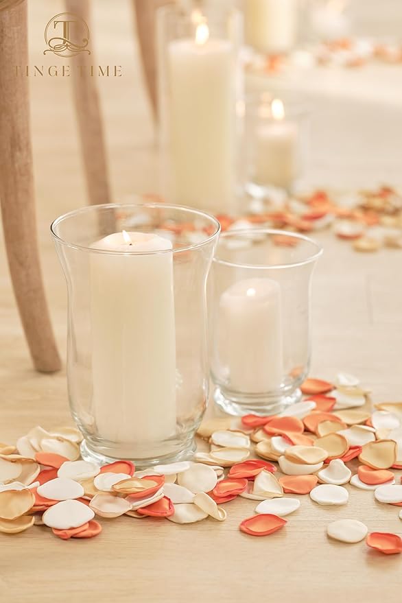 TINGE TIME 400pcs Silk Flower Petals for Wedding, Rose Petals for Decoration, Fake Flower Petals for Bridal Showers, Flower Girl Petals for Anniversaries and Parties (Burnt Orange)