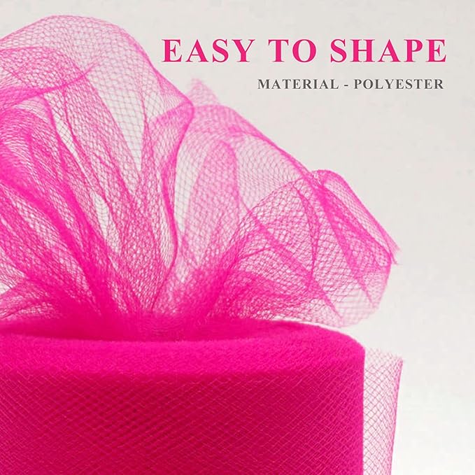 Fuchsia Tulle Fabric Roll 6 Inch X 300 FT (100 Yards) Matte Tulle Ribbon Netting Mesh Spool for DIY Tutu Skirt Wedding Bow Gift Wrapping Baby Shower Christmas Party Halloween Decorations