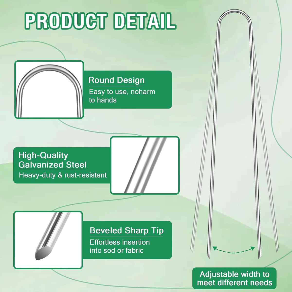 8 Gauge Landscape Staples, FUIJOL 8 Inch Heavy Duty U-Shaped Landscape Stakes, 15 Pack Galvanized Garden Staples for Weed Barrier Stakes, Ground Cover, Irrigation Tubing, Fence (15)