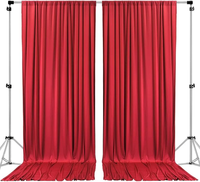 AK TRADING CO. 10 feet x 10 feet Polyester Backdrop Drapes Curtains Panels with Rod Pockets - Wedding Ceremony Party Home Window Decorations - RED (DRAPE-5x10-RED) (Pack of 24)