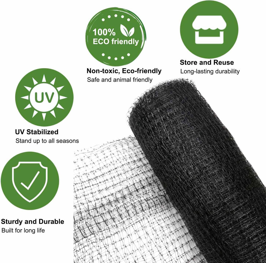 KLEWEE Bird Netting, 7.5 x 25 FT Heavy Plastic Duty Garden Netting to Protect Fruit Trees, Plants and Vegetables Against Birds, Deer, Squirrels and Other Animals