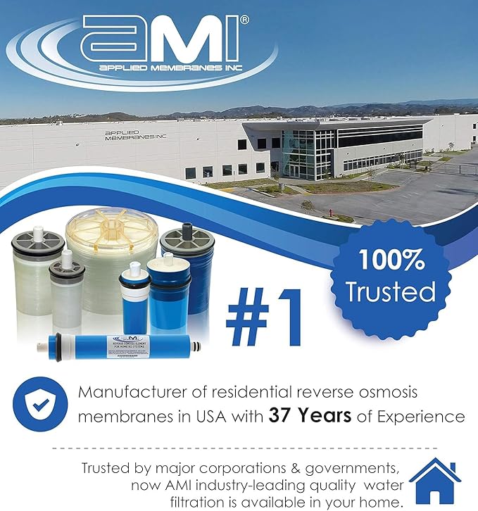 APPLIED MEMBRANES INC. 18 GPD Reverse Osmosis Membrane | RO Membrane Water Filter Replacement for Reverse Osmosis Water Filtration System | 1.5” x 12” Universal Compatibility | Made in USA