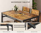 Gizoon Kitchen Table and 2 Chairs for 4 with Bench, 4 Piece Dining Table Set for Small Space, Apartment (Rustic Brown)