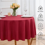 Burgundy 6 Pack Round 60 Inch Tablecloth, Premium Polyester Table Cloth Washable Table Cover Stain and Wrinkle Resistant Decorative Table Cover for Party Wedding