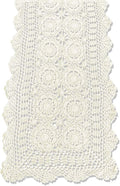 KEPSWET Cotton Handmade Crochet Lace Table Runner Beige Rectangle Coffee Table Dresser Decor (14x72 inch)