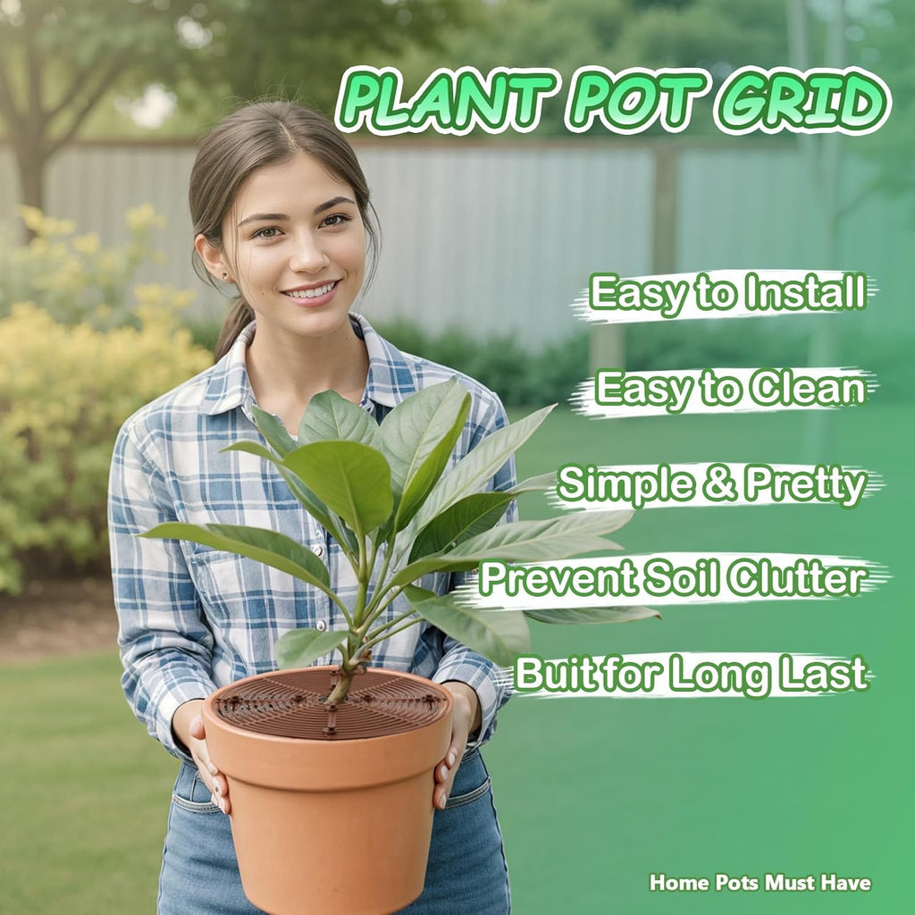 Plant Pot Cover, 3 Pack Planter Protectors Flower Pot Gird for Indoor Potted Soil Cover Round Plant Pot Protector from Animals Protect Plant Pad Cats Plant Soil Deterrent Diameter 11.8 Inch