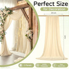 Wedding Arch Draping Fabric 29" x 19Ft Sheer Drapes for Backdrop Wedding Ceremony Reception Ceiling Decor Curtain Baby Bridal Shower Decoration (Champagne, 2 Panels)