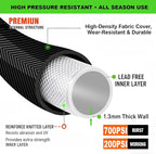 75ft Garden Hose Lightweight Flexible Water Hose, Abrasion Resistant, Kink Free, Durable Sturdy Hoses 2025 Up Graded Thicken Waterhose 700 PSI for Outdoor, RV, Marine (Black Gray, 75FT)