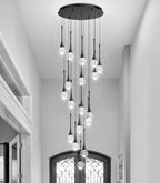 18 Light Modern Glam Crystal Chandelier for High Ceiling LED Dimmable Ceiling Pendant Light Staircase Foyer Enterway Living Room Chandelier Lighting Antique Black