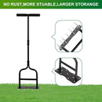sancat Lawn Aerator,Spike Aerator, Heavy Duty Manual Lawn Aerator Tool with 11 Iron Spikes, Grass Aerator Tools for Yard, Lawn Aeration, Height Adjustable Garden Tool, Revives Lawn Health