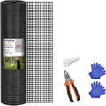 HOPERAN Black Hardware Cloth 1/2 inch 36 x 50 Ft Mesh 19 Gauge PVC Coated Chicken Wire - Vinyl + Galvanized Double Coated Fence - Welded Wire Mesh Roll for Chicken Coop Fencing Garden Fencing