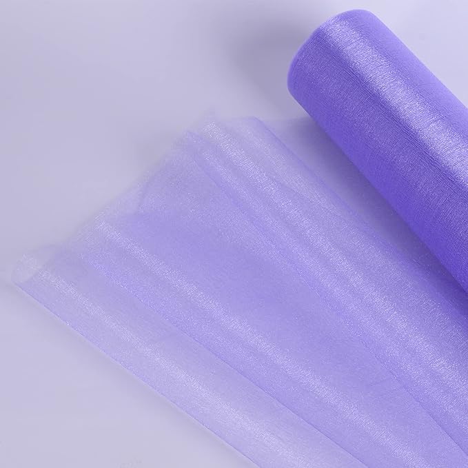 Crystal Organza Fabric Tulle - 16" by 50 Yards Sheer Fabric for Wedding Party Decoration Bridal Shower Tutu Roll Netting Spool Ribbon Wrapping (Lavendar)